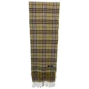 BURBERRY London 100% Cashmere Unisex Olive/Sage Check Scarf NWOT